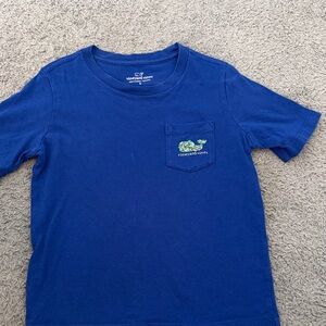 Vineyard Vines Boys Short Sleeve Pocket Tee - Blue with Green Whale Patch
